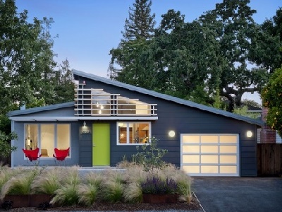 warna cat dinding luar rumah dengan perpaduan abu-hijau-putih