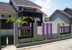 contoh Pagar Rumah minimalis dengan kombinasi material tembok dan besi