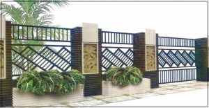 Gambar desain pagar rumah minimalis dengan batu alam model frame
