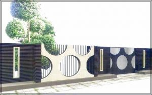 Desain pagar rumah minimalis modern 1 lantai menggunakan bahan logam
